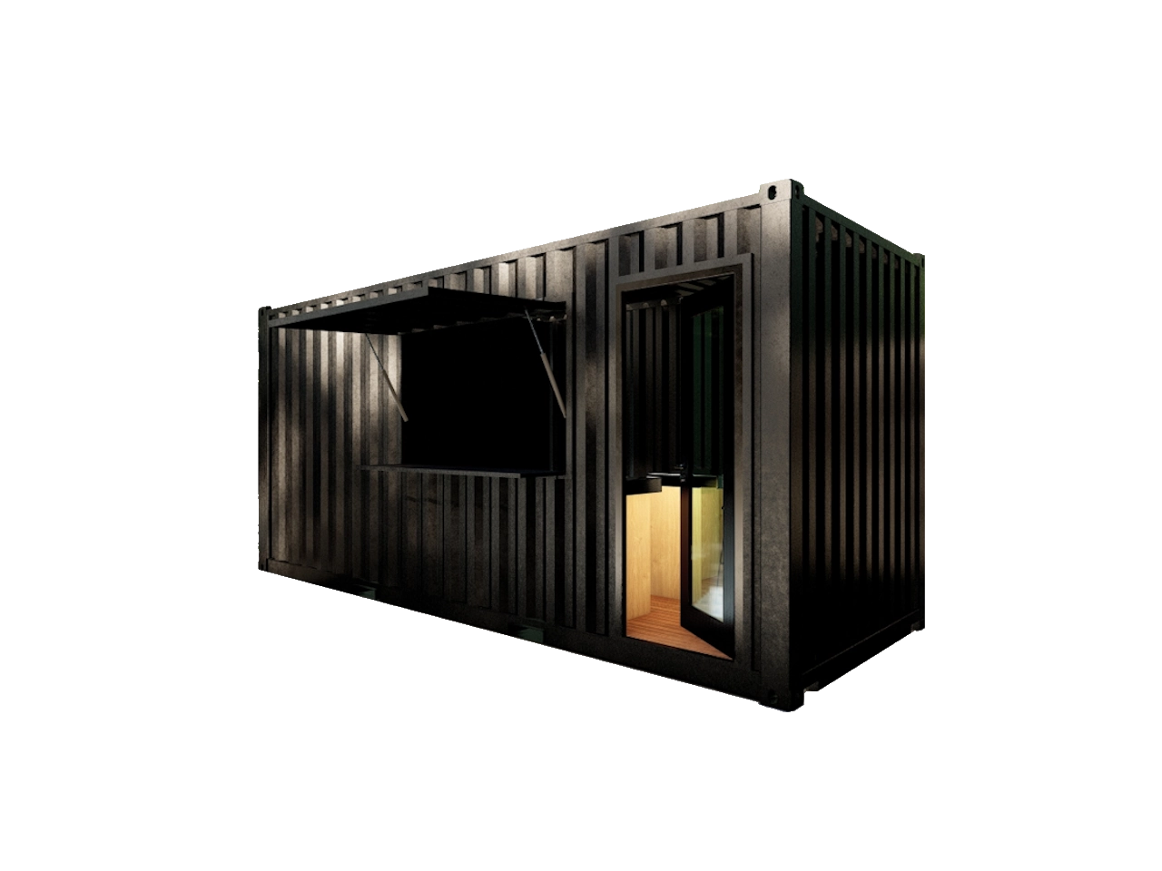 Container poolhouse met bar-achtige luifel voor zomerkeuken - Afbeelding 4