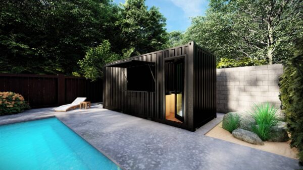 Container poolhouse met bar-achtige luifel voor zomerkeuken - Afbeelding 3