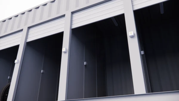 Motorfietsgarage met 4 plaatsen en 4 deuren in een container van 20 voet - Afbeelding 2