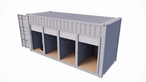 Motorfietsgarage met 4 plaatsen en 4 deuren in een container van 20 voet - Afbeelding 7